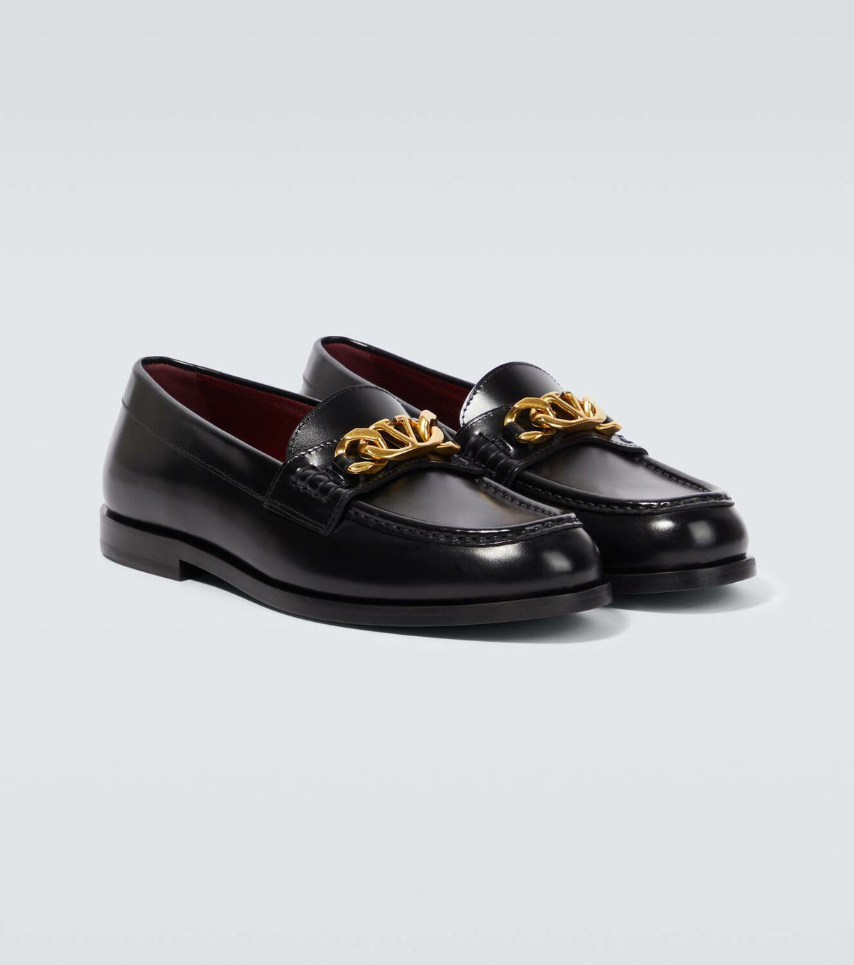 VLogo Chain leather loafers