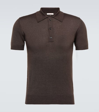 Cashmere and silk polo shirt