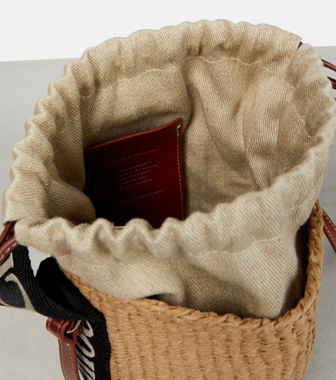 Woody Mini leather-trimmed bucket bag