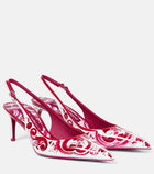 Dolce&Gabbana Printed leather slingback pumps