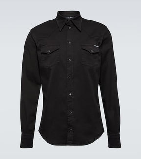Embroidered cotton-blend shirt