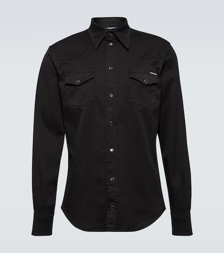 Embroidered cotton-blend shirt