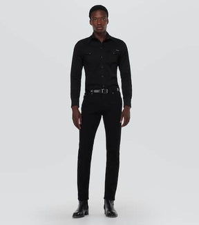Embroidered cotton-blend shirt