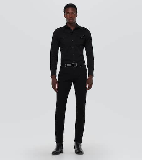 Embroidered cotton-blend shirt
