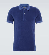 Cotton-blend terry polo shirt