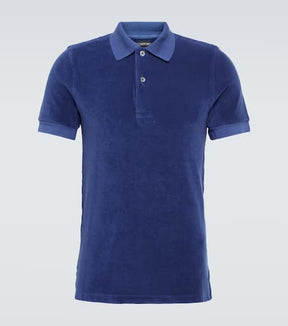 Cotton-blend terry polo shirt