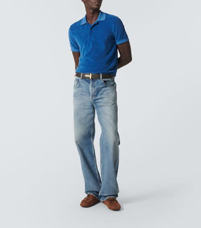 Cotton-blend terry polo shirt