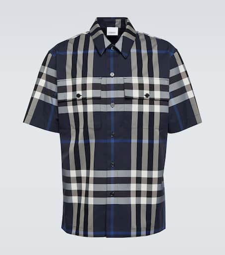 Checked cotton-blend shirt