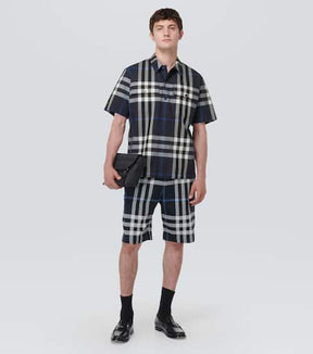 Checked cotton-blend shirt