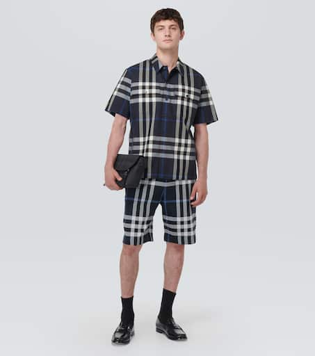 Checked cotton-blend shirt