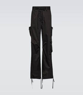 High-rise straight cotton pants