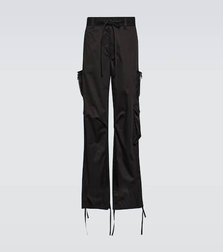 High-rise straight cotton pants