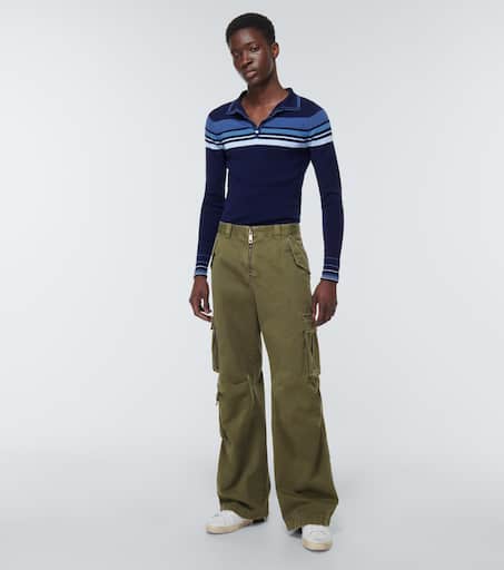 High-rise cotton cargo pants