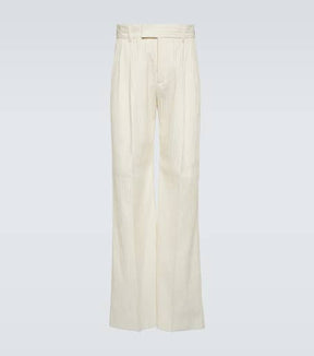 Wide-leg twill pants