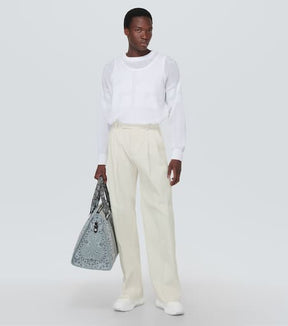 Wide-leg twill pants