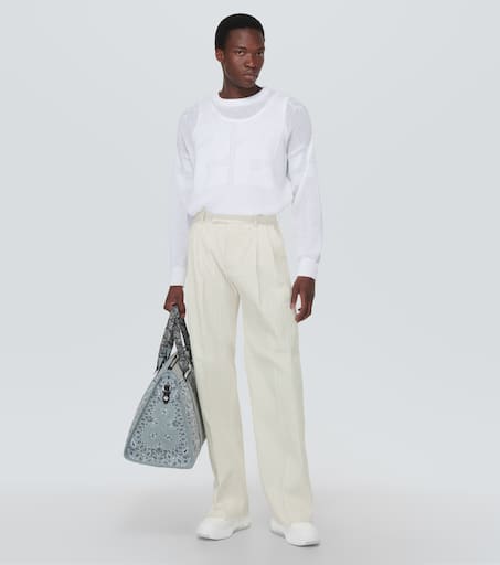 Wide-leg twill pants