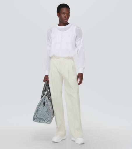 Wide-leg twill pants