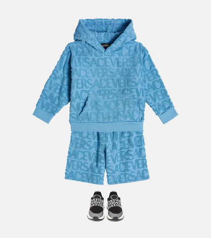 Logo jacquard cotton hoodie