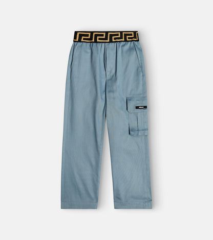 Greca cotton gabardine pants