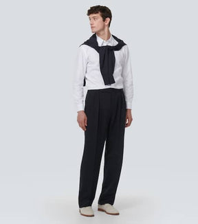 Pleated silk gabardine pants