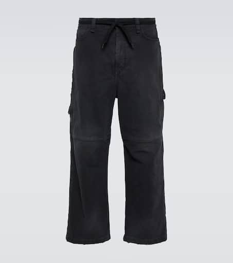 Mid-rise cropped cotton canvas pants