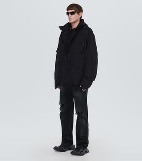 Distressed cotton parka