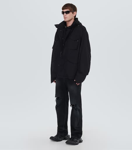 Distressed cotton parka