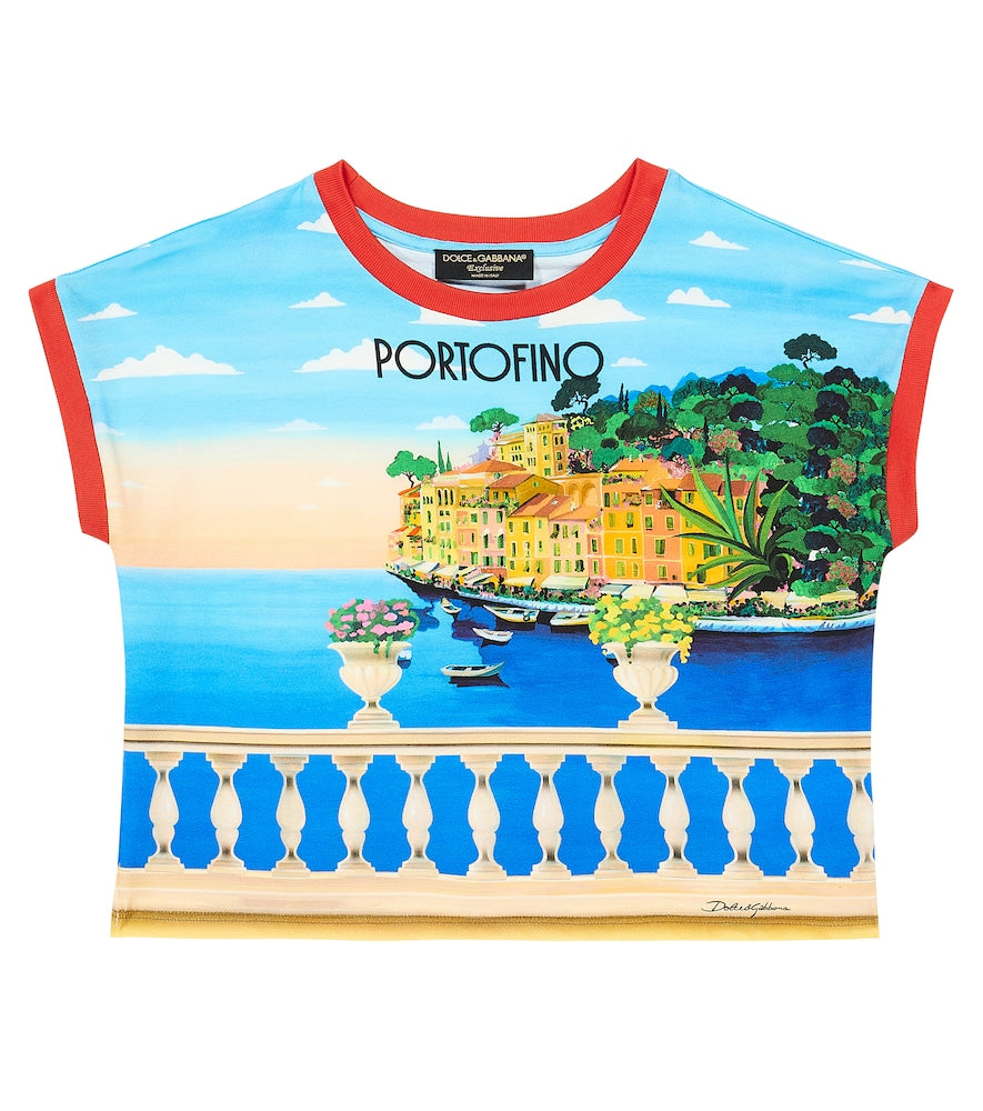 Portofino printed cotton jersey T-shirt