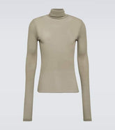 Turtleneck ribbed-knit top