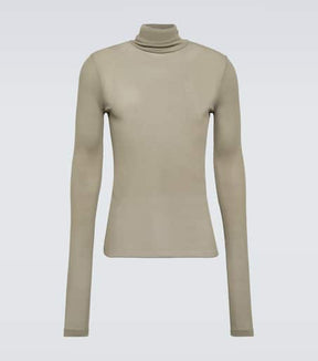 Turtleneck ribbed-knit top