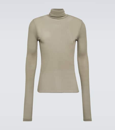 Turtleneck ribbed-knit top