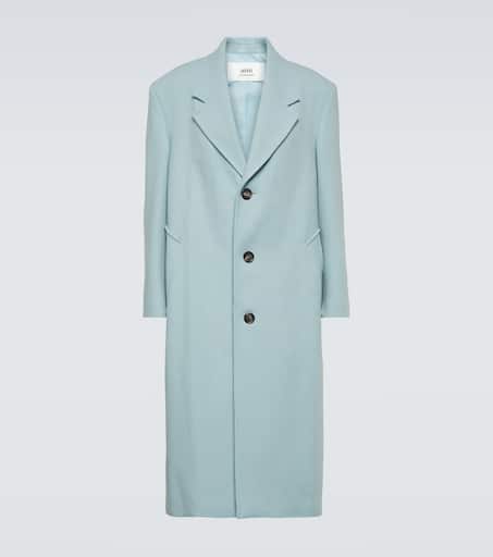 Oversized wool-blend gabardine coat