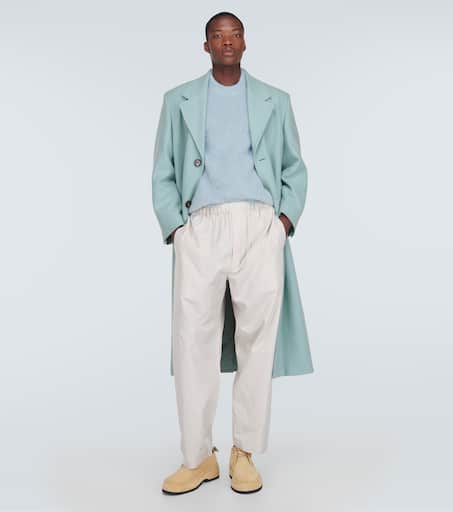 Oversized wool-blend gabardine coat