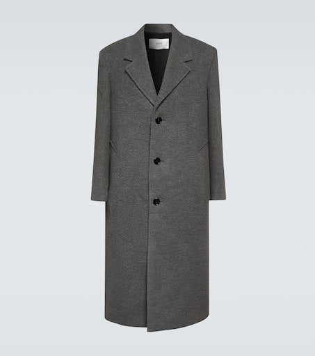 Single-breasted wool-blend coat