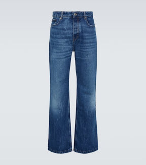 Bleached mid-rise straight jeans