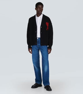 Bleached mid-rise straight jeans