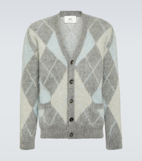Argyle wool-blend cardigan