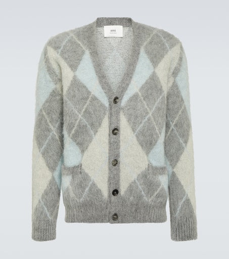 Argyle wool-blend cardigan