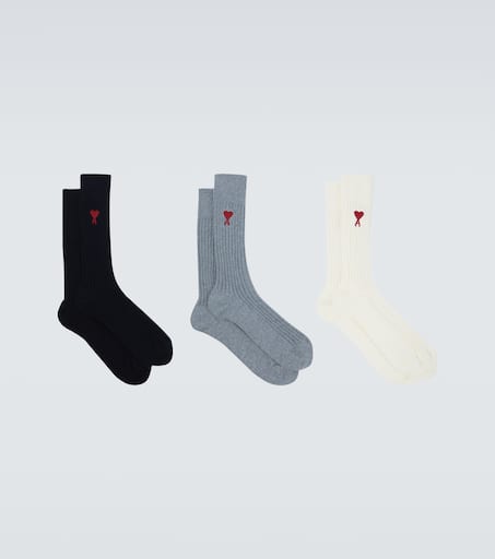 Set of 3 cotton-blend socks
