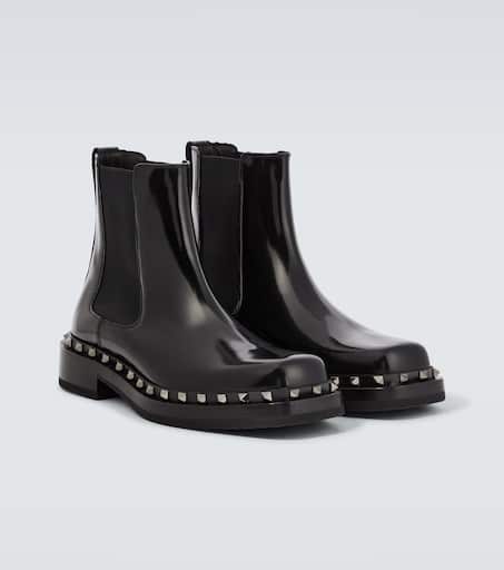 Rockstud-embellished leather ankle boots