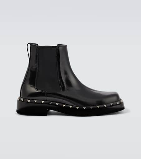 Rockstud-embellished leather ankle boots