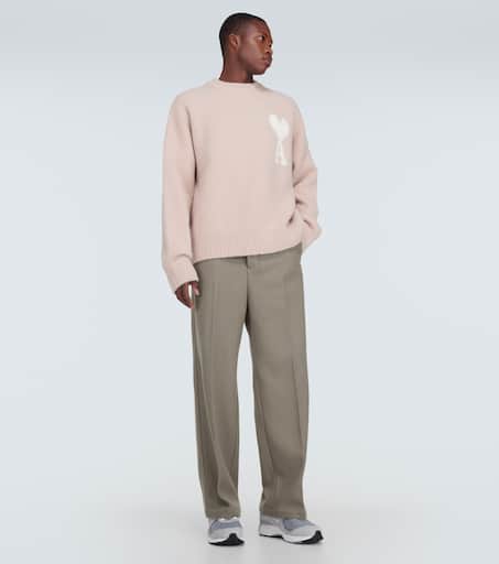 Wool-blend straight pants