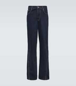 Paneled straight jeans