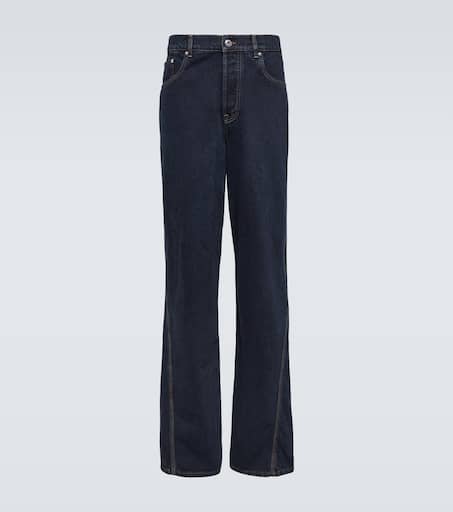 Paneled straight jeans
