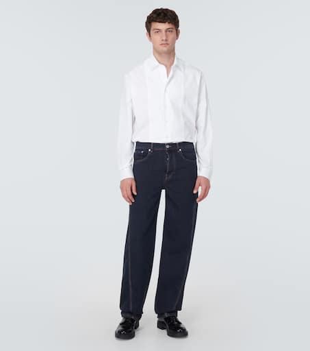 Paneled straight jeans