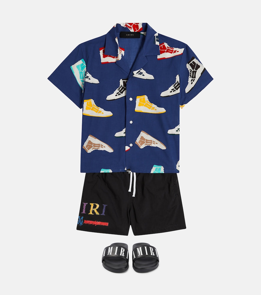 Printed cotton bowling shirt