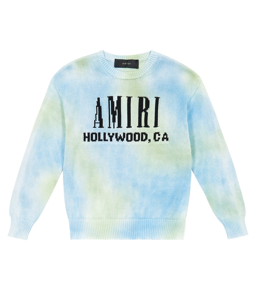 Logo tie-dye wool sweater