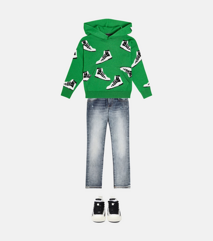 Skel Top intarsia wool hoodie