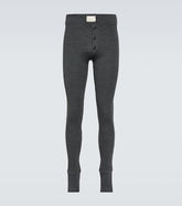 Logo ribbed-knit wool-blend leggings