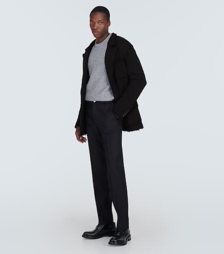 Frayed cotton-blend blazer